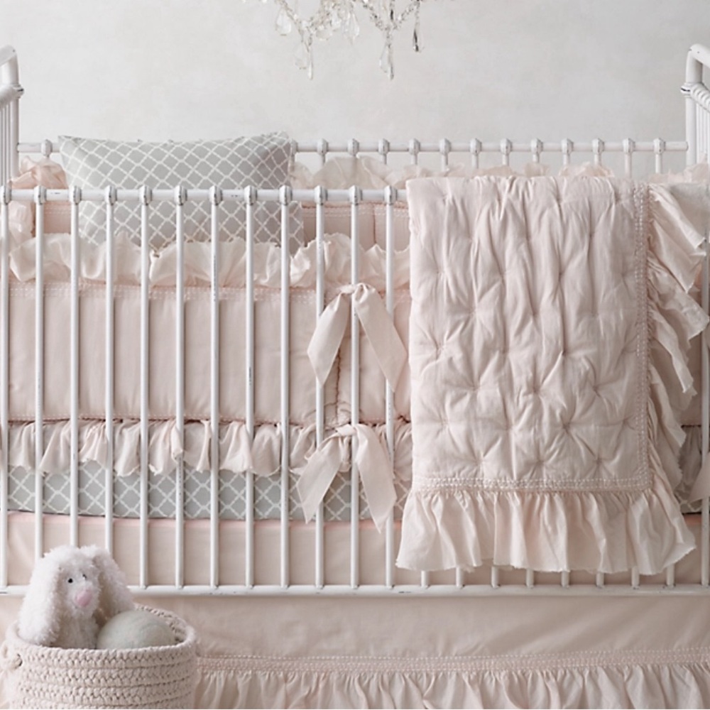 Restoration Hardware Baby & Child Crib Bumper and Crib Skirt Pink Ruffles